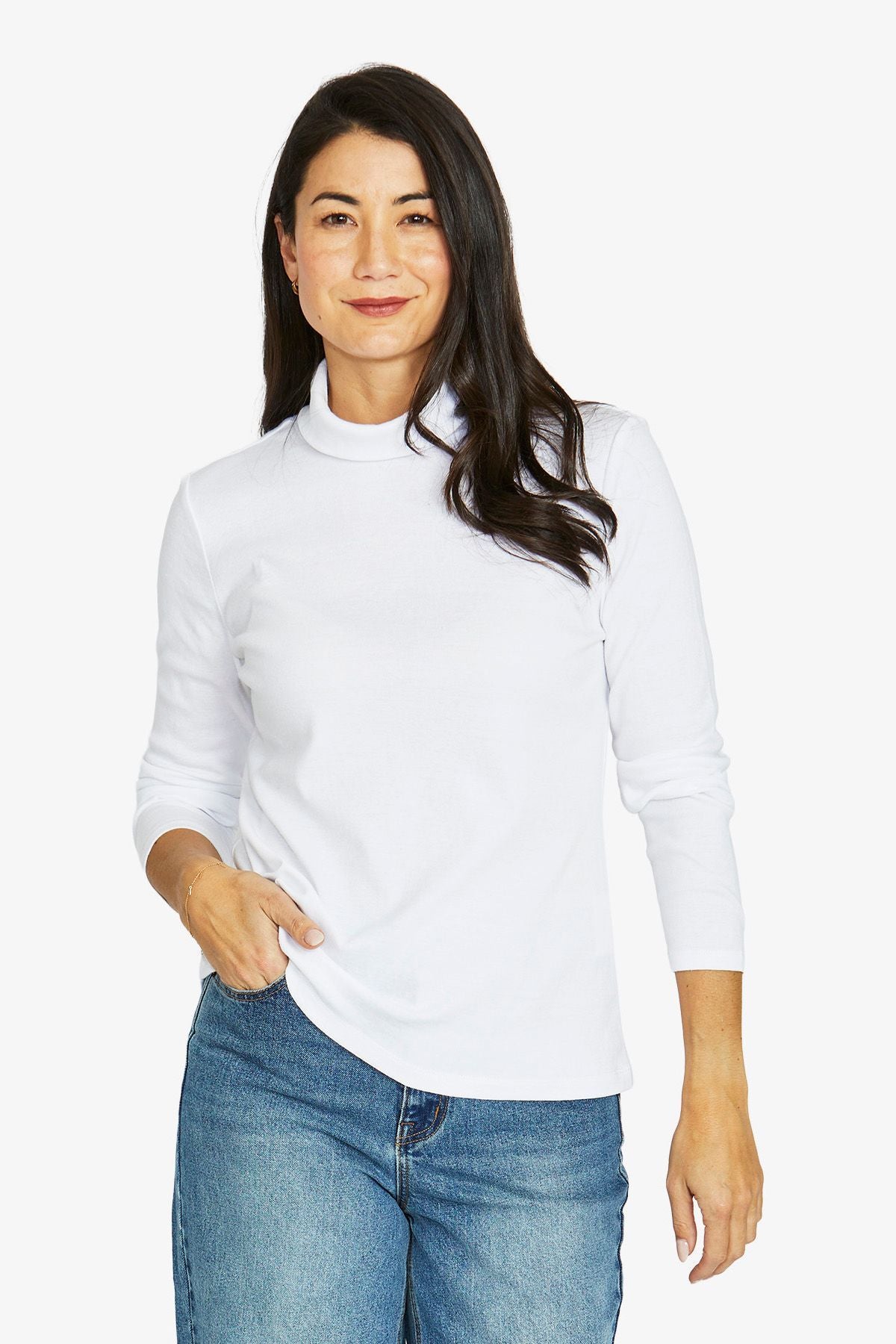 Womens Cotton Ls Skivvy White 60612011a
