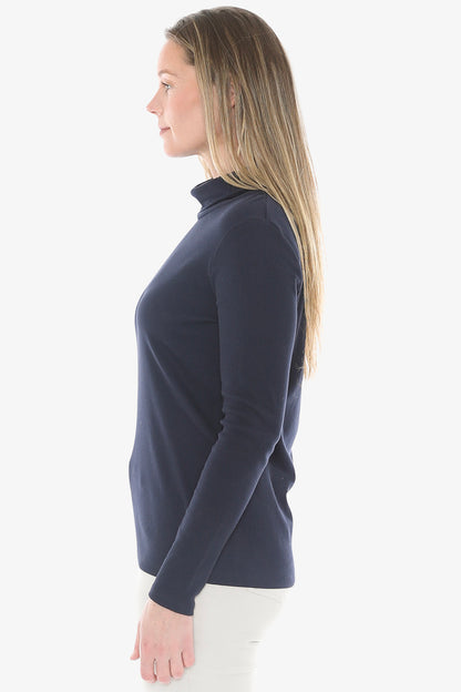 Cotton Roll Neck Skivvy in Navy