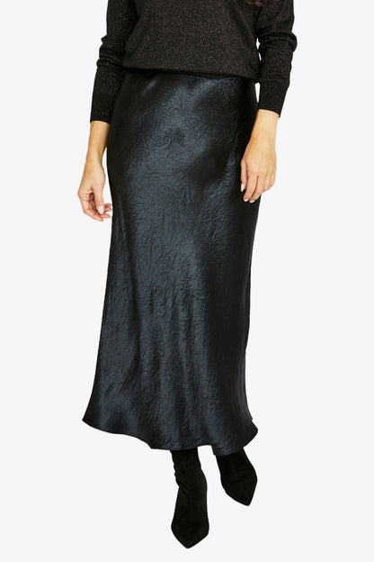 Womens Crinkle Slip Skirt Black 606j6074a