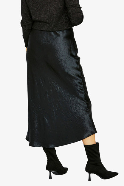 Womens Crinkle Slip Skirt Black 606j6074a