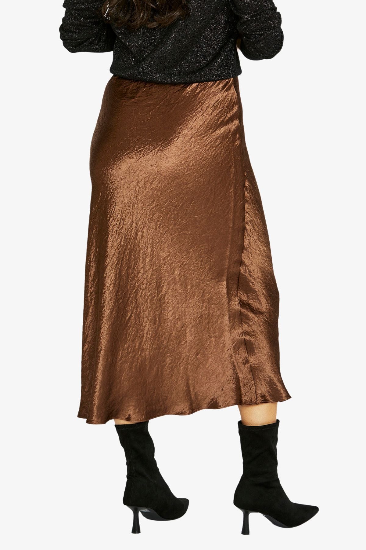 Womens Crinkle Slip Skirt Brown 606j6074a