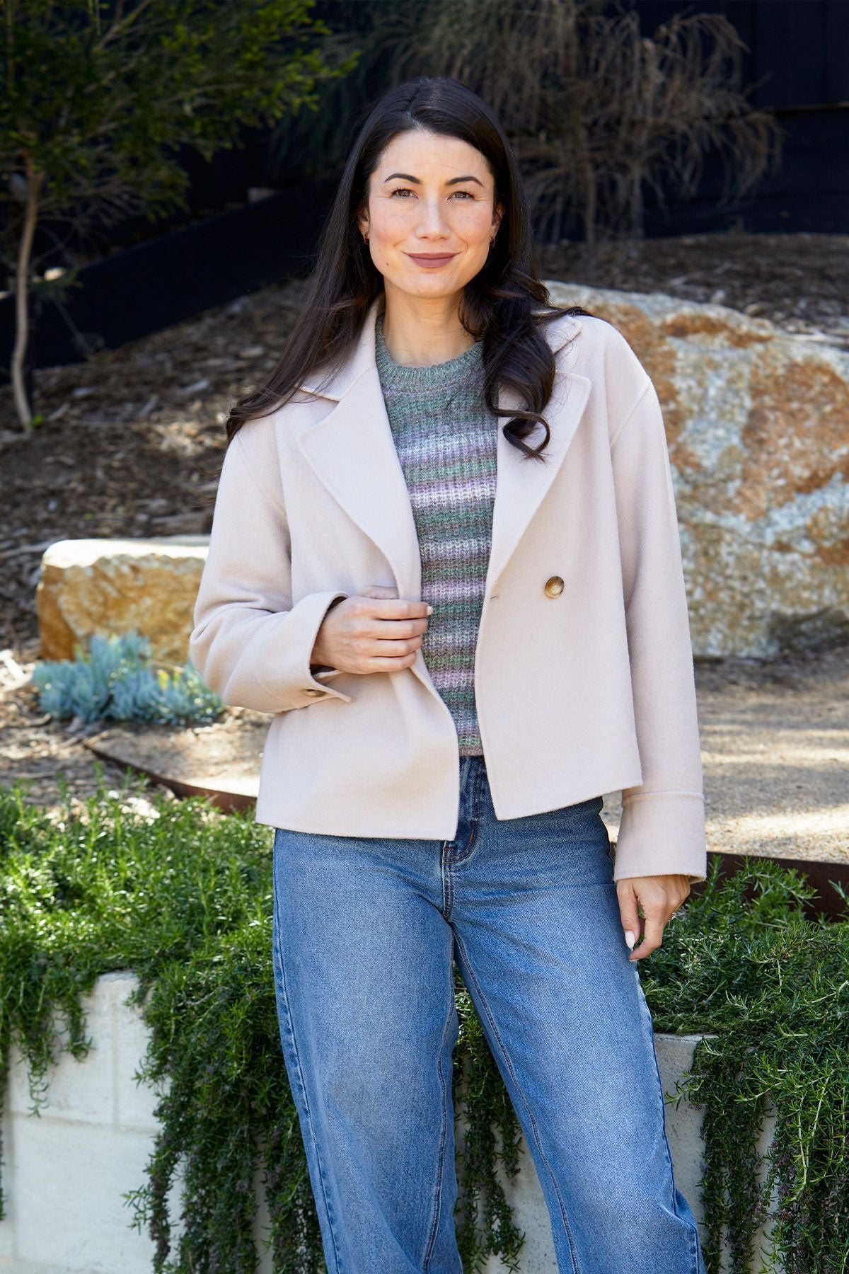 Womens Crop Coat Natural 606j4053a