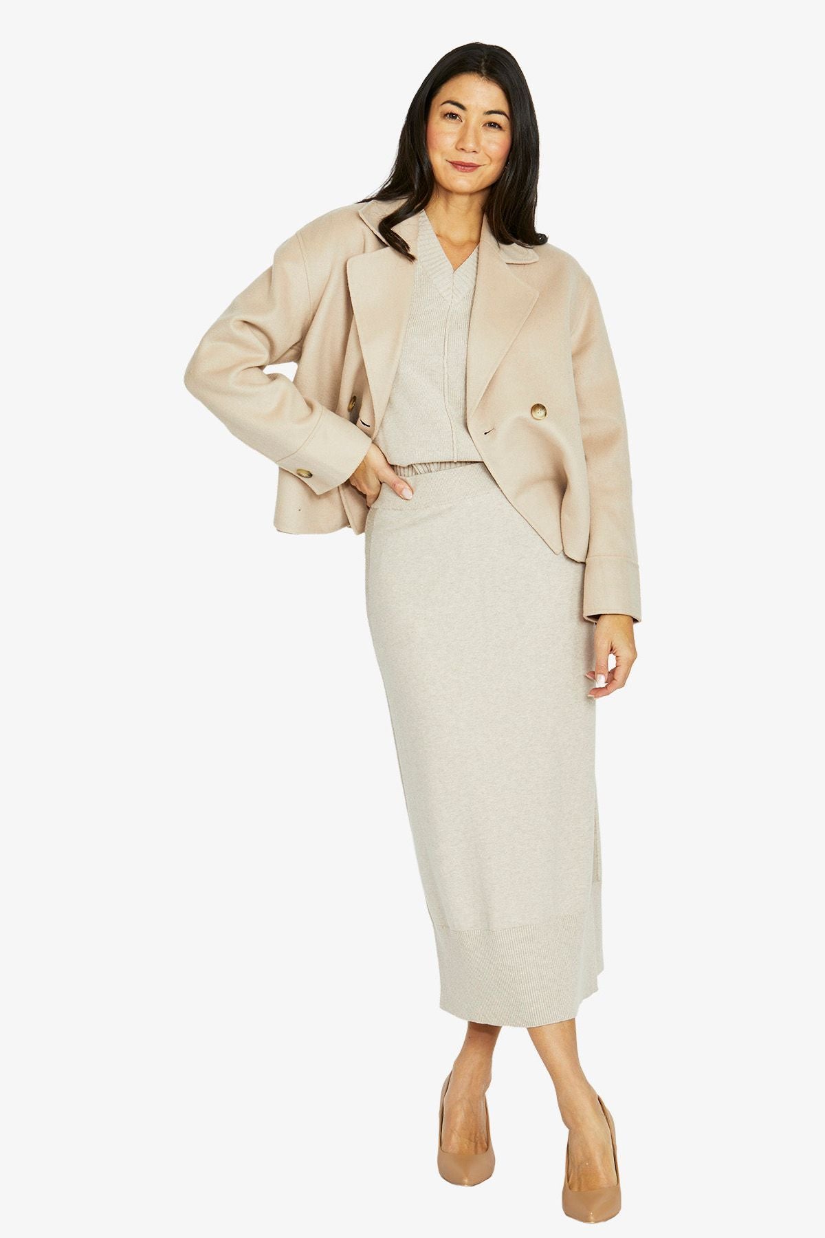 Womens Crop Coat Natural 606j4053a