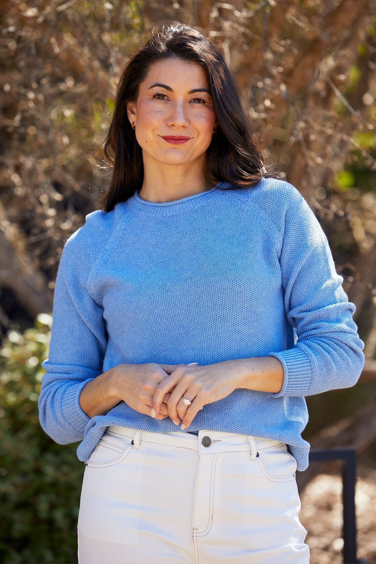 Womens Cross Stitch Pullover Blue 60611032a