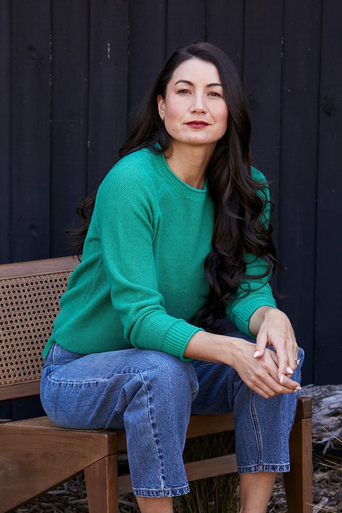 Womens Cross Stitch Pullover Green 60611032a