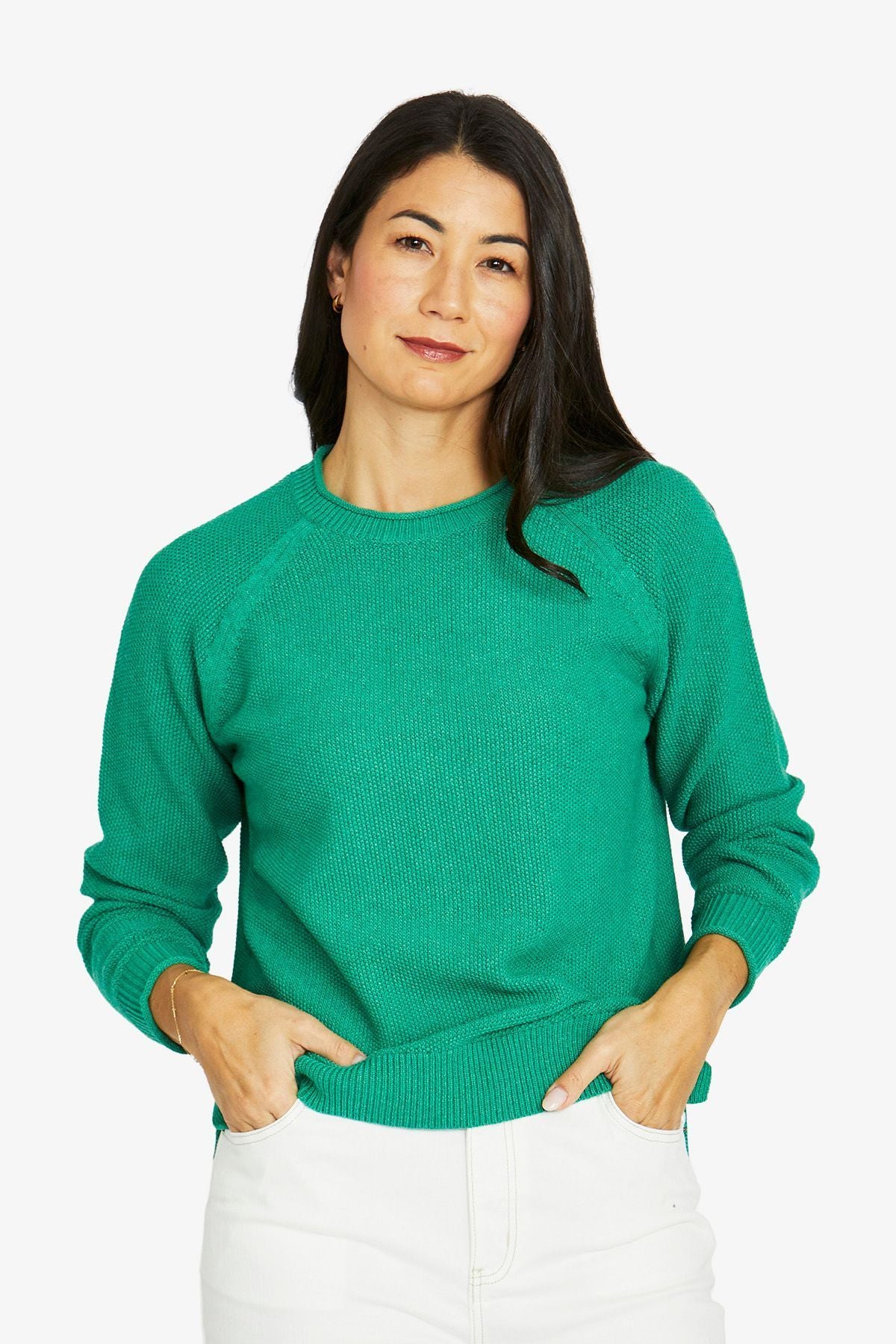 Womens Cross Stitch Pullover Green 60611032a