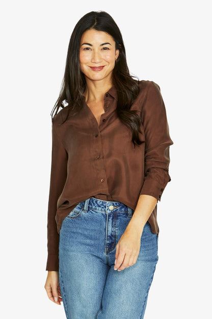Womens Cupro Shirt Brown 606j3075a
