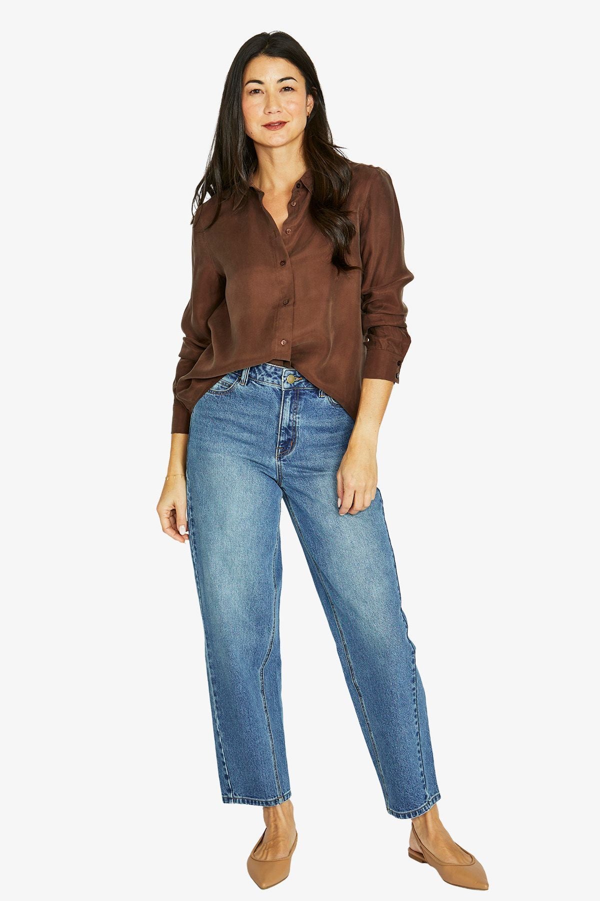 Womens Cupro Shirt Brown 606j3075a