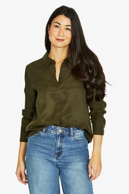 Womens Cupro Shirt Green 606j3075a