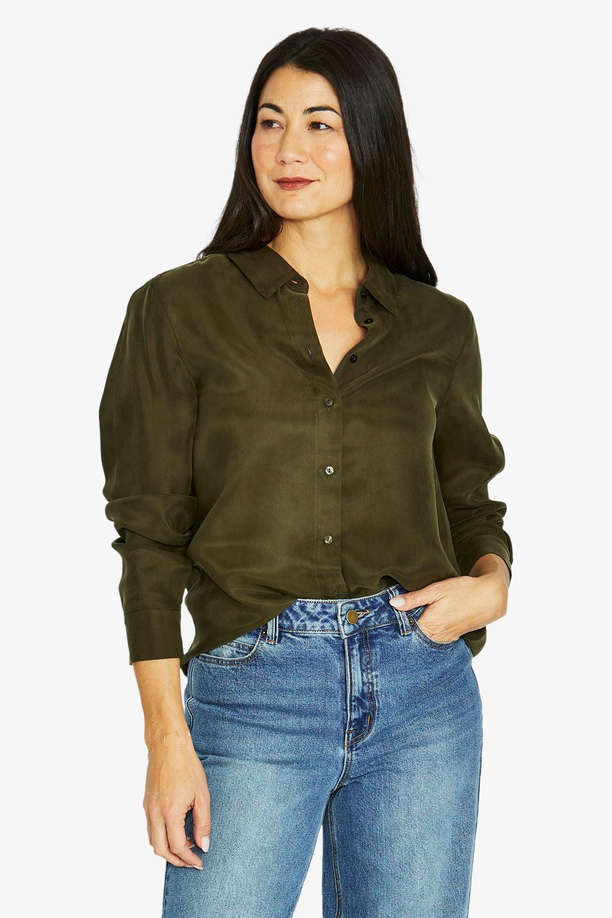 Womens Cupro Shirt Green 606j3075a