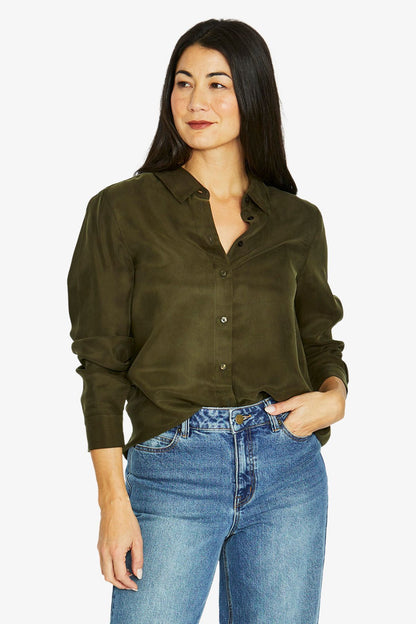Womens Cupro Shirt Green 606j3075a