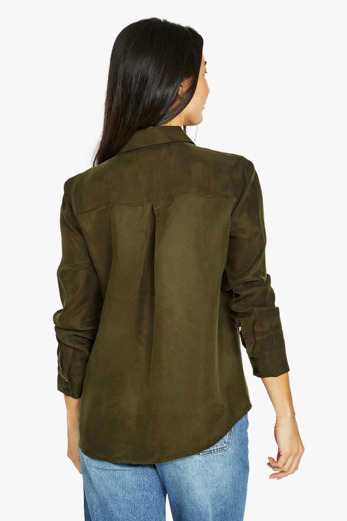 Womens Cupro Shirt Green 606j3075a
