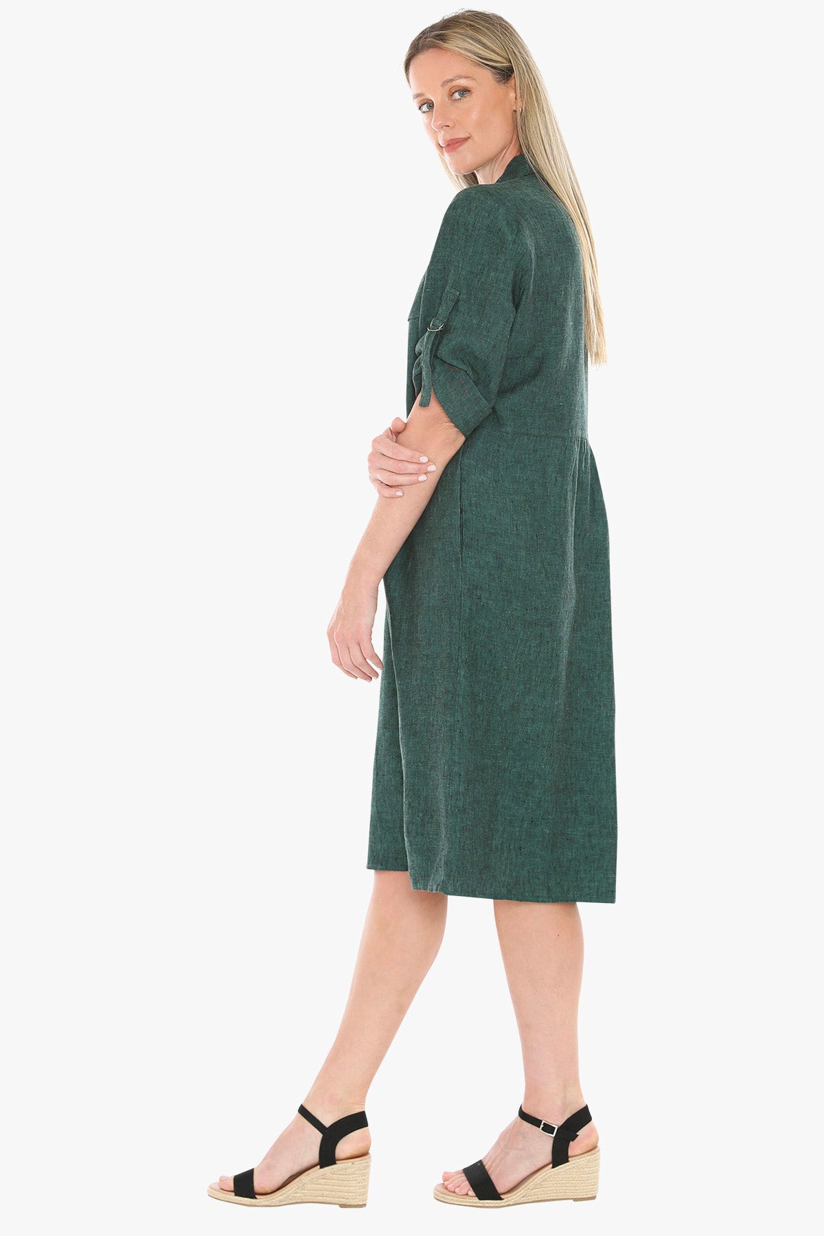 Womens D Ring Slv Dress Green 596j5098a
