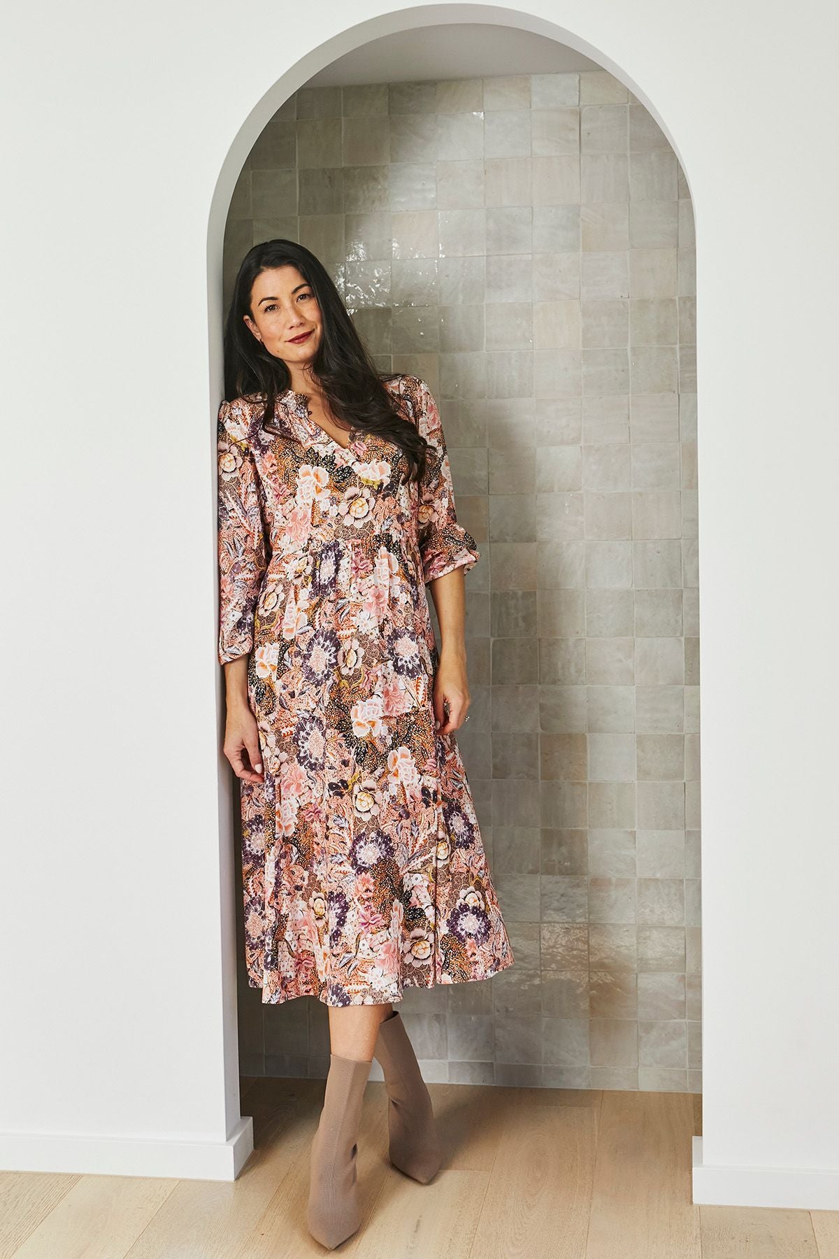 Womens Delicate Paisley Dress Multicolor 606j5079a