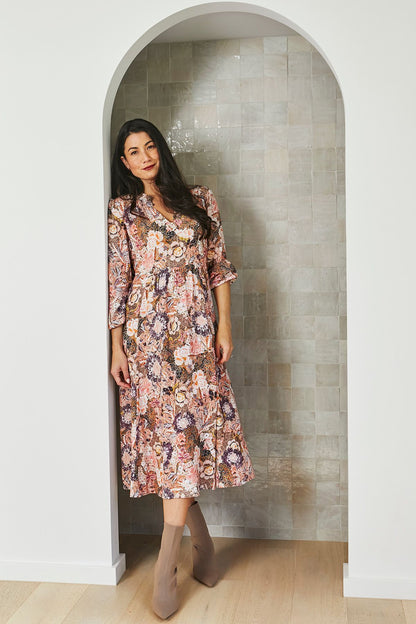 Womens Delicate Paisley Dress Multicolor 606j5079a