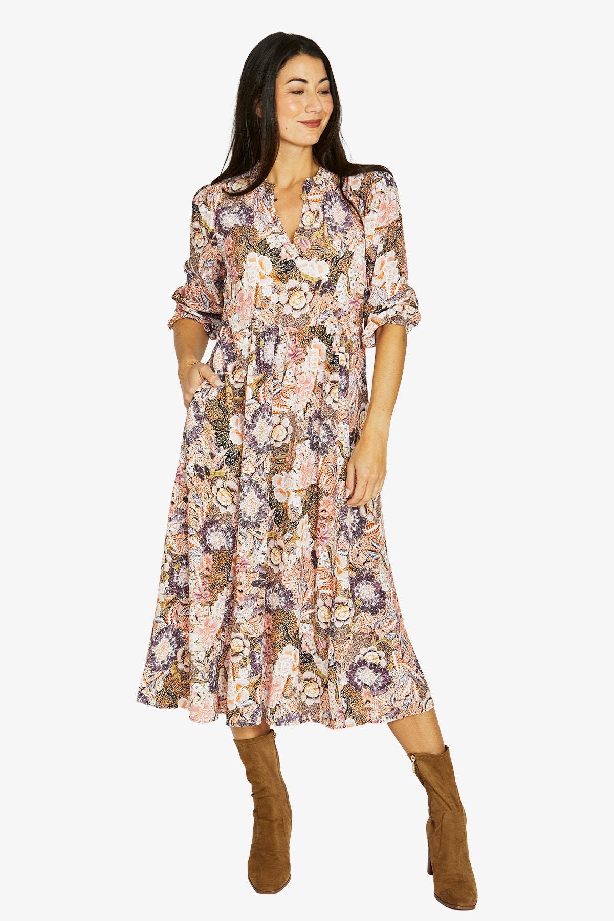 Womens Delicate Paisley Dress Multicolor 606j5079a