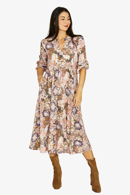 Womens Delicate Paisley Dress Multicolor 606j5079a