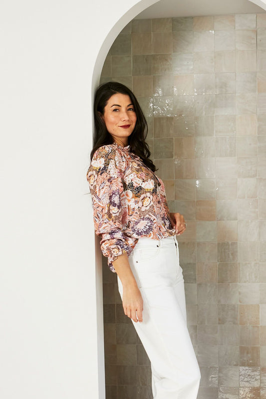 Womens Delicate Paisley Top Multicolor 606j3078a