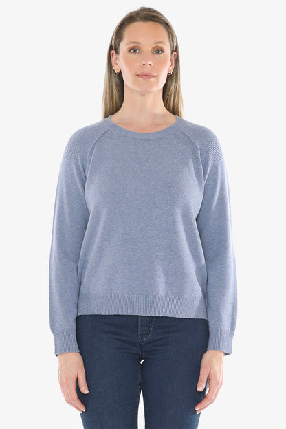 Detail Raglan Pullover in Seaside Marle