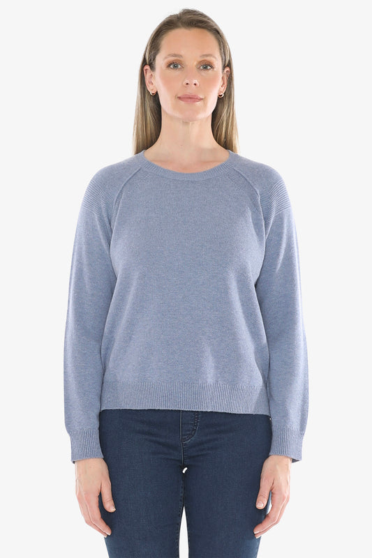 Detail Raglan Pullover in Seaside Marle