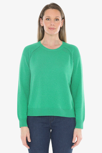 Detail Raglan Pullover in Kelly Green