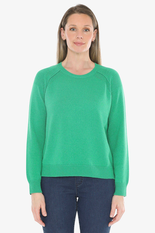 Detail Raglan Pullover in Kelly Green