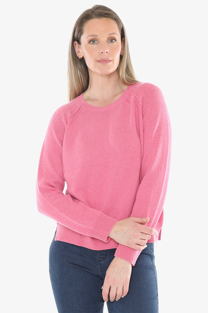 Detail Raglan Pullover in Pink Marle