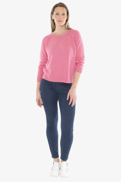 Detail Raglan Pullover in Pink Marle