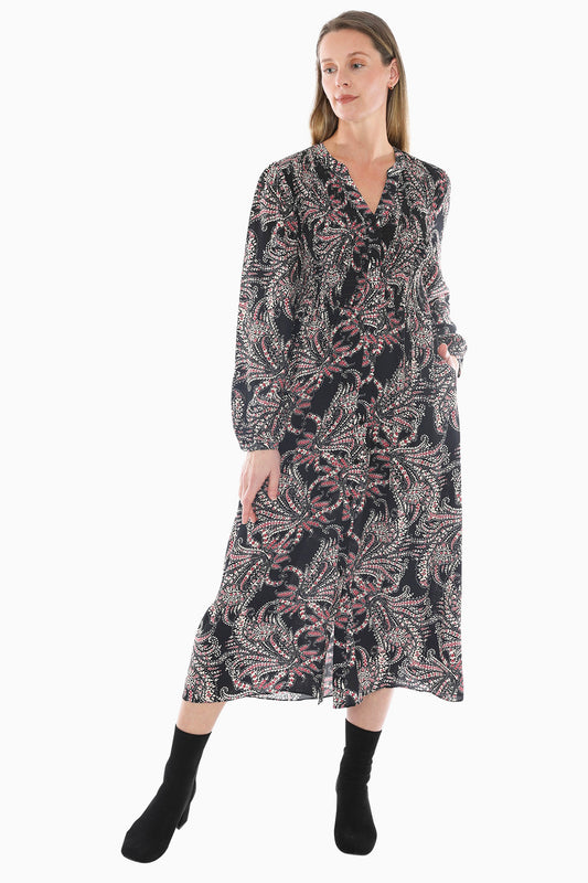 Ditsy Paisley Shirred Dress in Multi