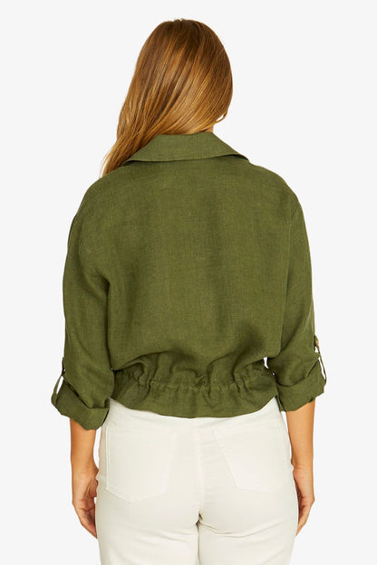 Womens Drawstring Jacket Green 616j4027a