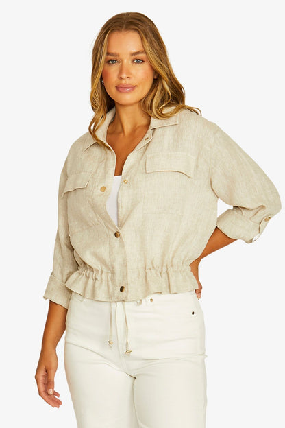 Womens Drawstring Jacket Natural 616j4027a
