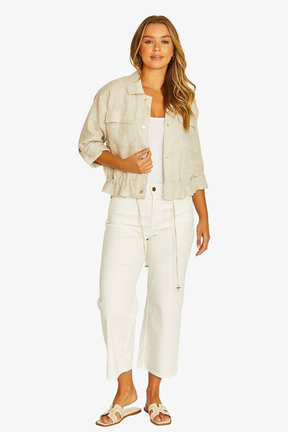 Womens Drawstring Jacket Natural 616j4027a