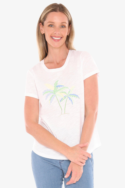 Womens Embroidered Palm Tee White 59612005a