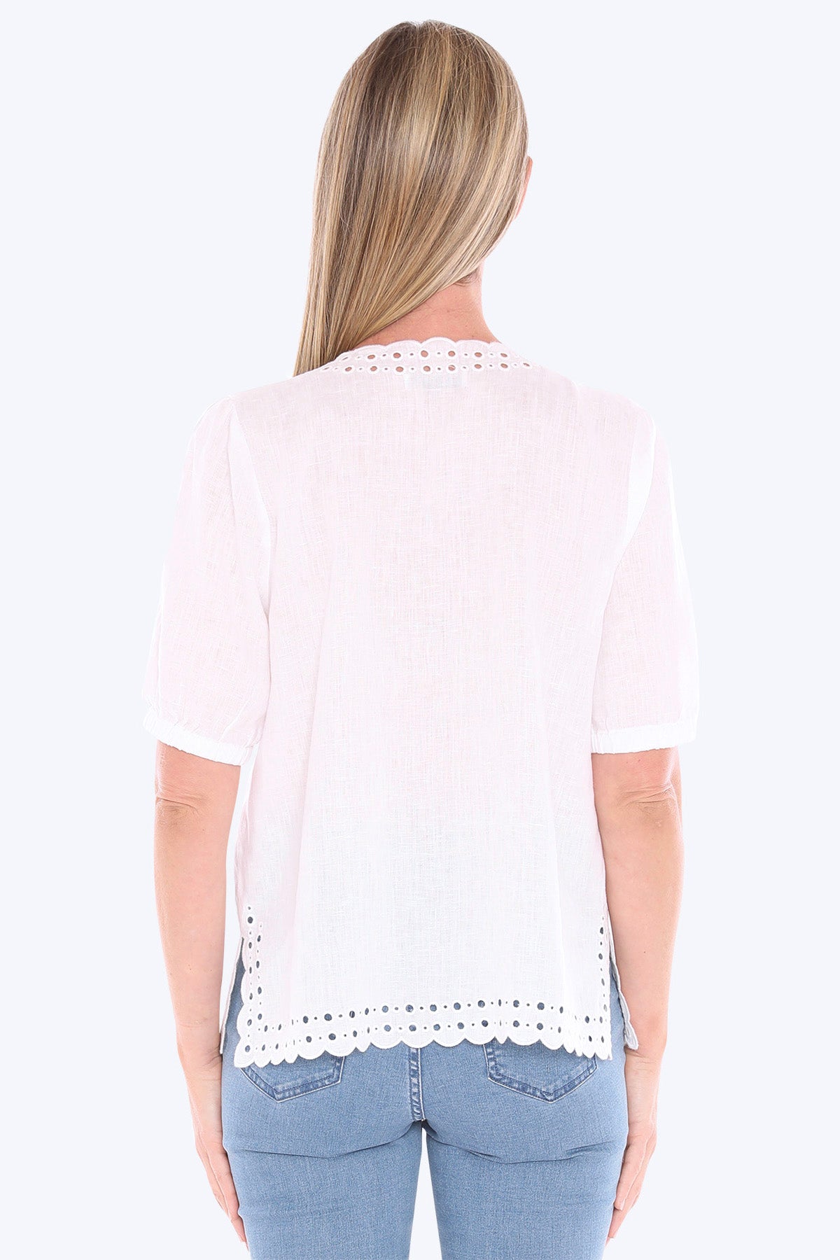 Womens Eyelet Detail Top White 596j3086a