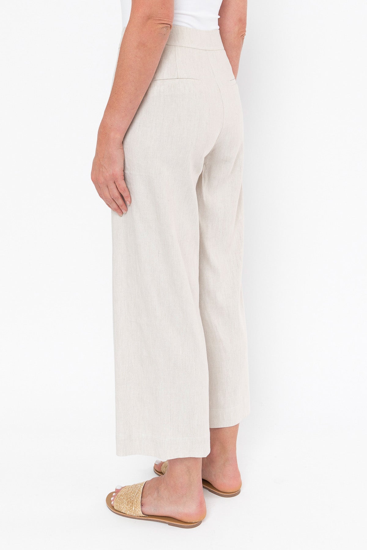 Flat Front Wide Leg Pant Natural