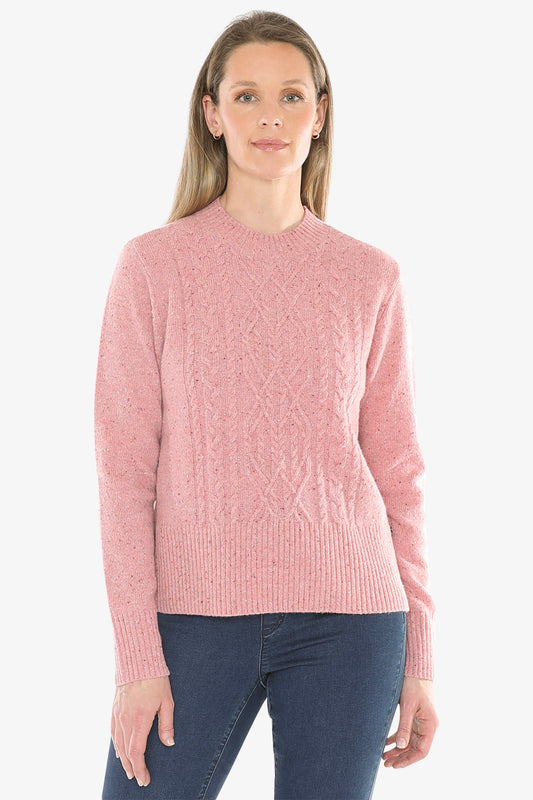 Fleck Side Button Pullover in Blush