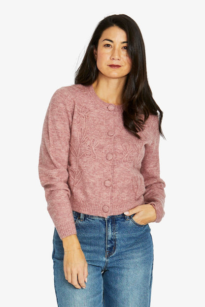 Womens Flower Stem Cardigan Pink 60611001a