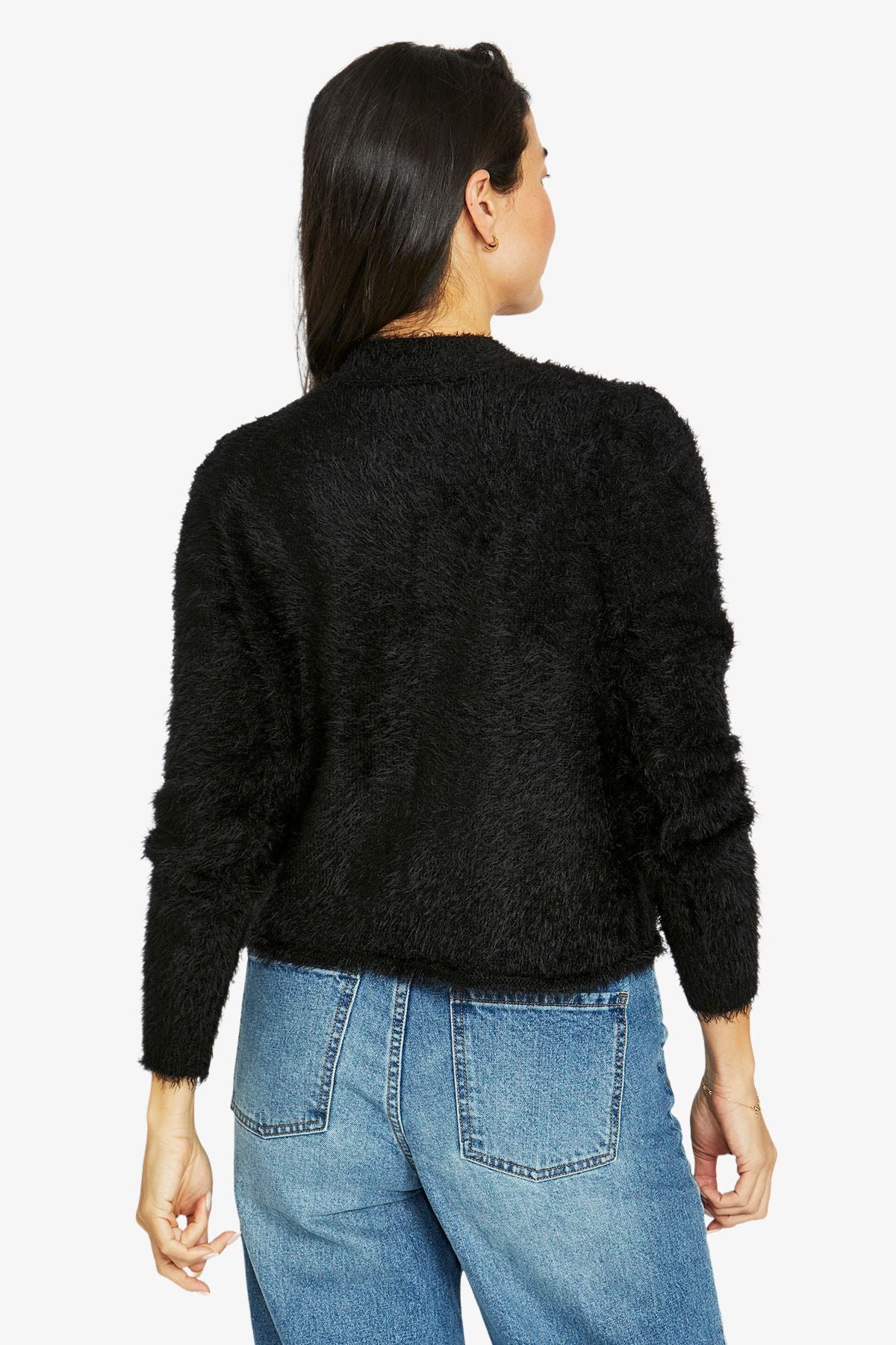 Womens Fluffy Ls Cardi Black 60611065a
