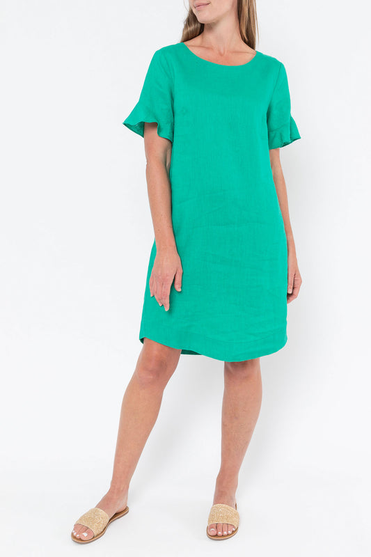 Flutter Sleeve Dress Emerald
