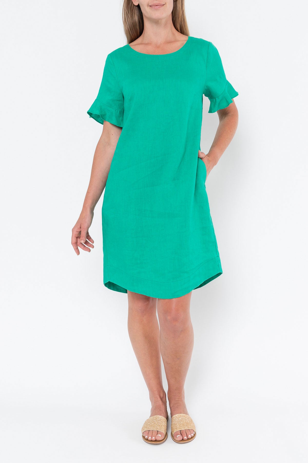 Flutter Sleeve Dress Emerald