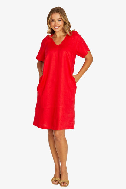 Womens Flutter Sleeve Dress Red 616j5108a