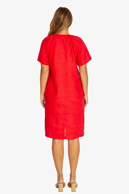 Womens Flutter Sleeve Dress Red 616j5108a