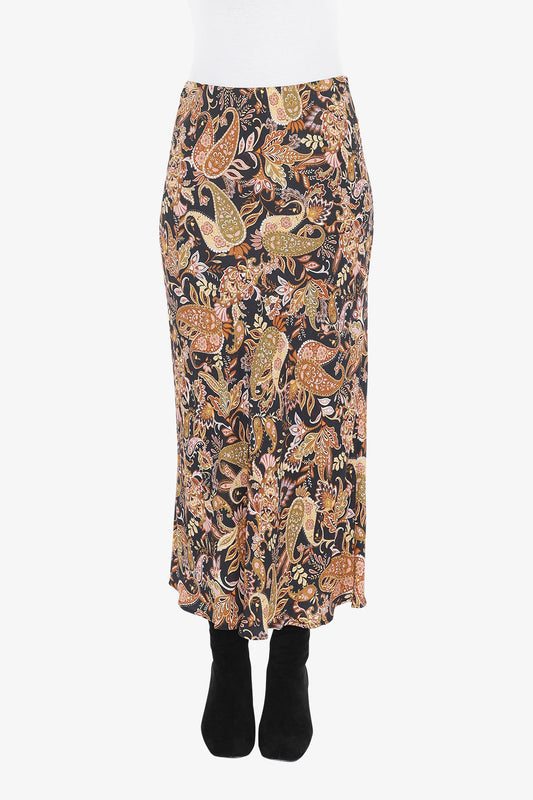 Folklore Paisley Slip Skirt in Multi