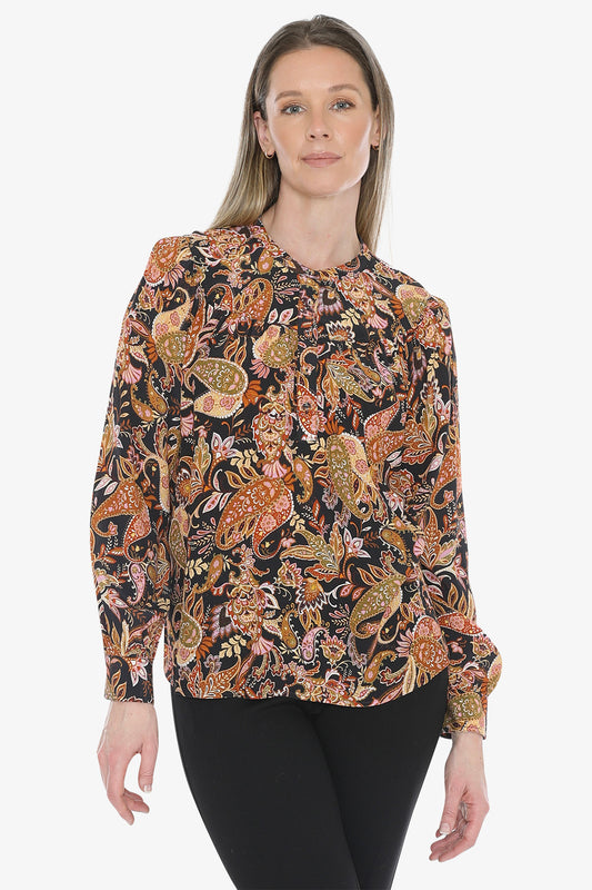 Folklore Paisley Yoke Detail Top in Multi