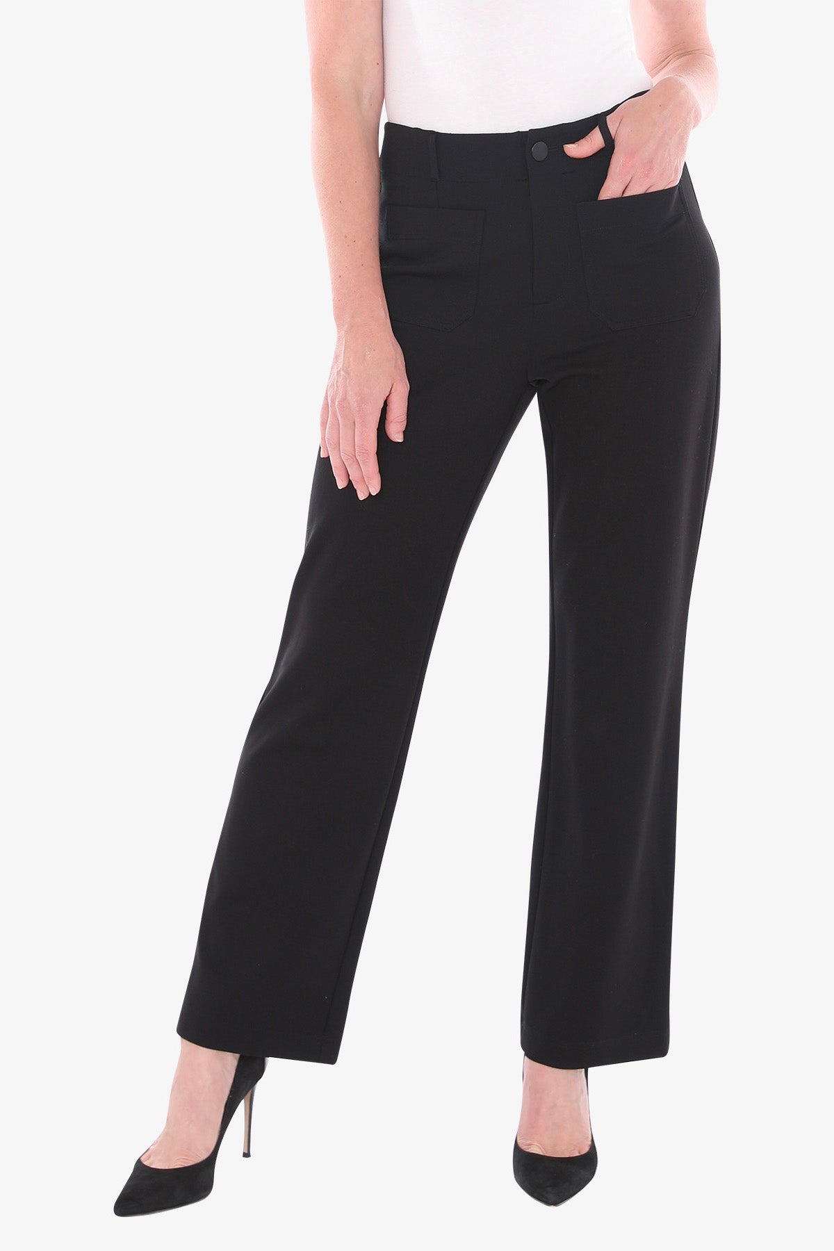Front Pocket Ponte Pant in Black