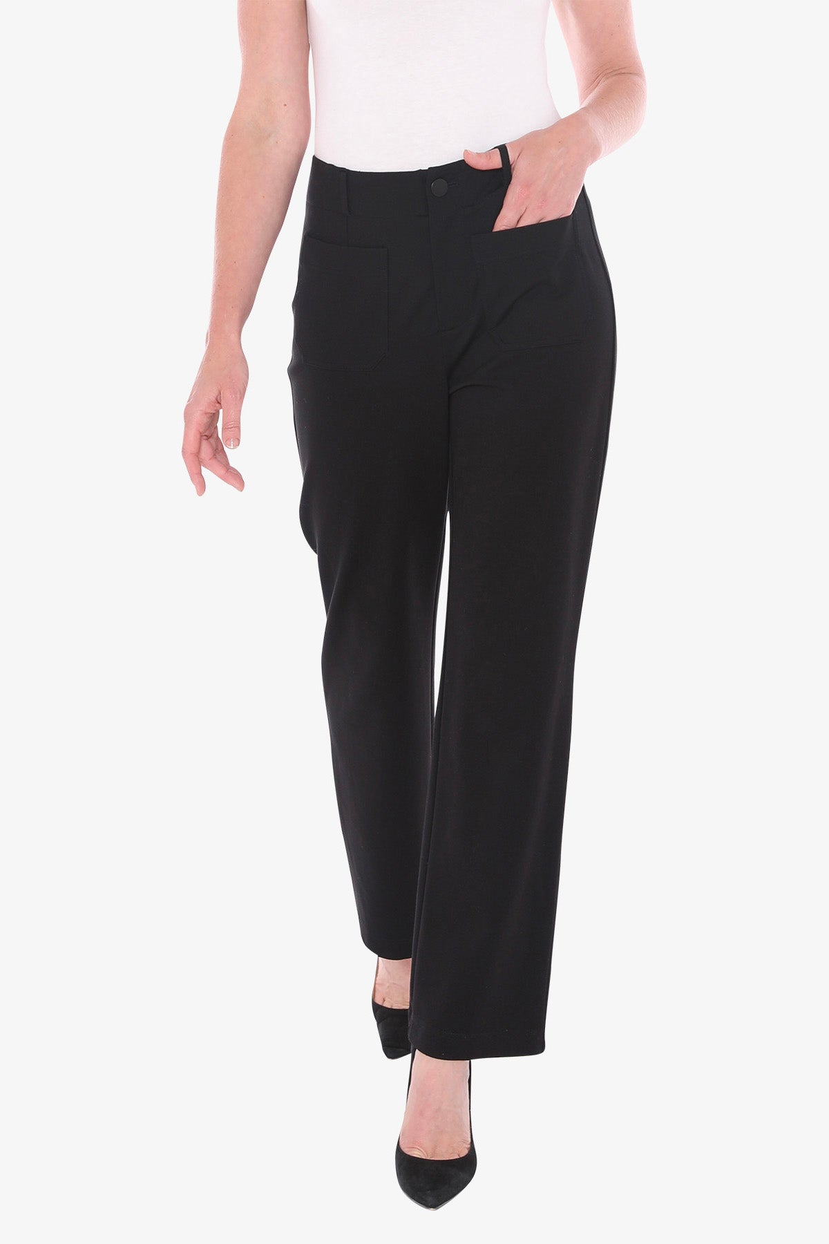 Front Pocket Ponte Pant in Black