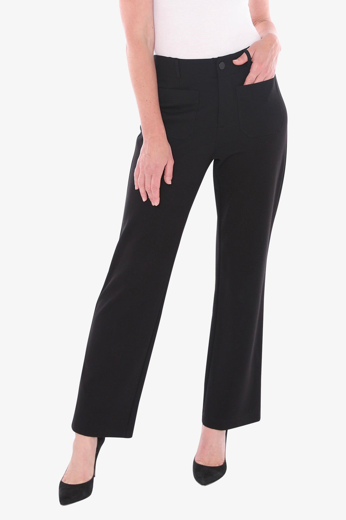 Front Pocket Ponte Pant in Black