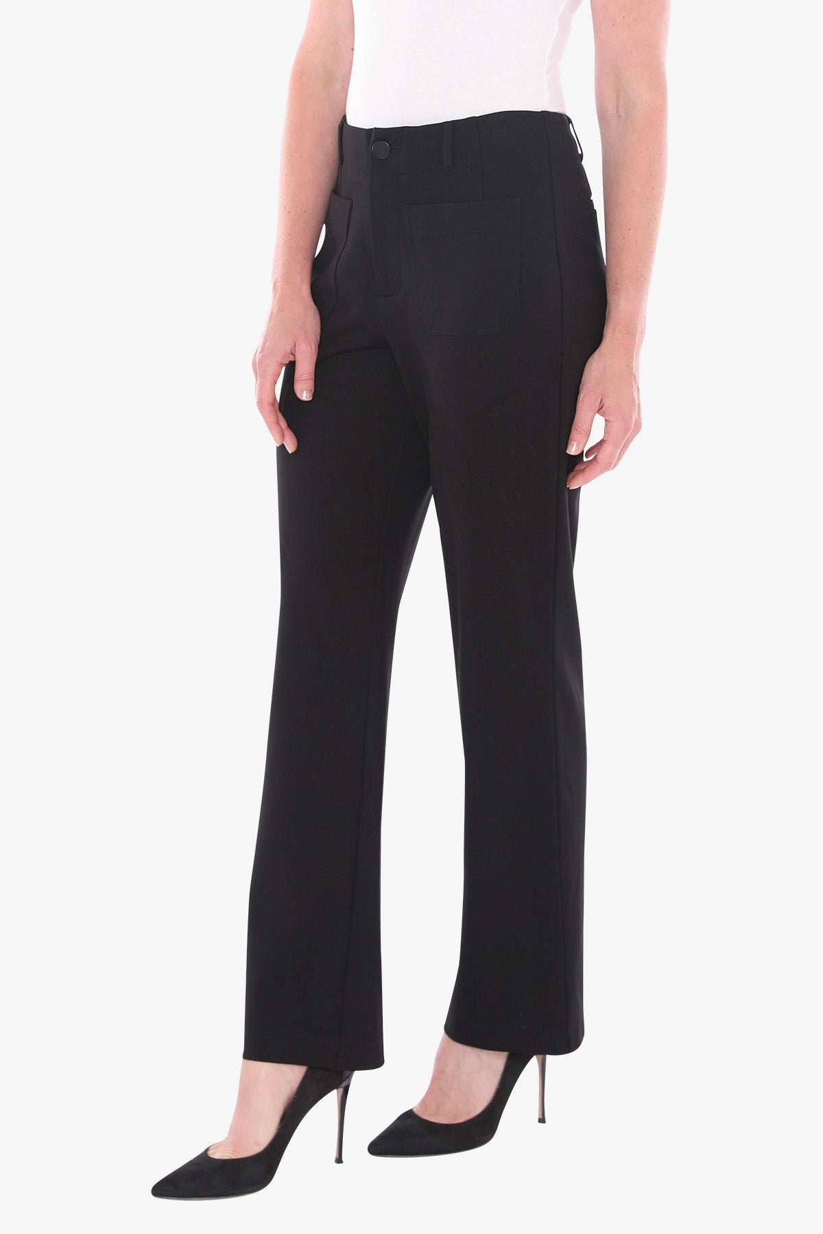Front Pocket Ponte Pant in Black