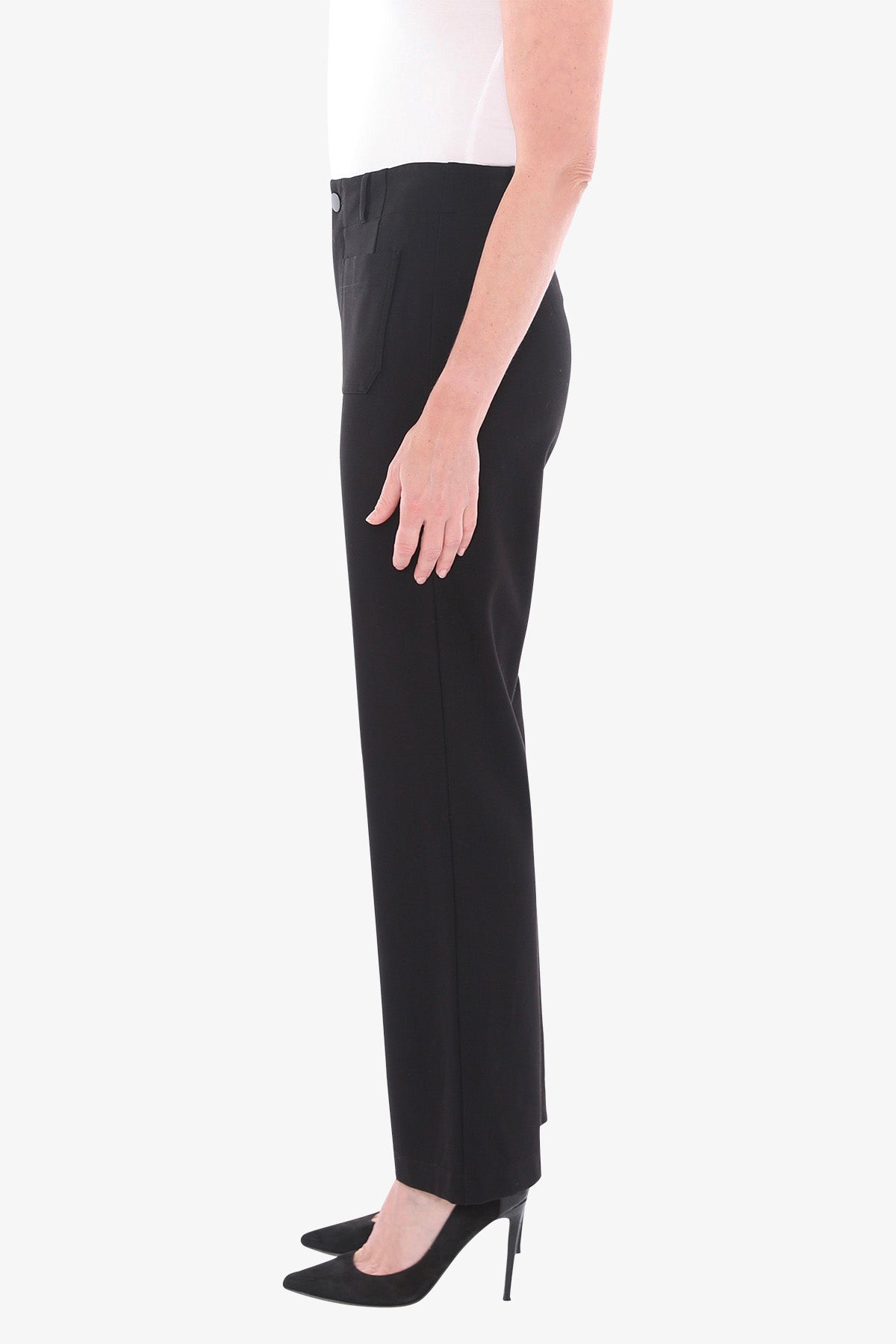 Front Pocket Ponte Pant in Black