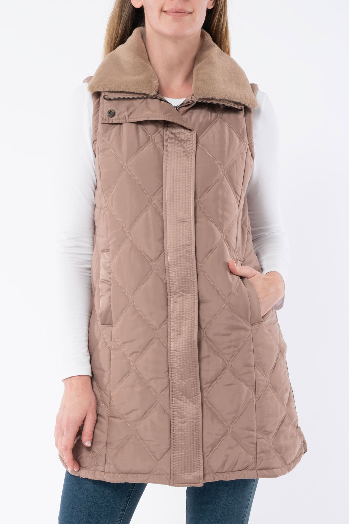 Women's Fur Trim Long Vest